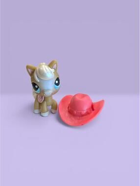 Littlest Pet Shop LPS Horse #124 with Hat Accessory Red Magnet